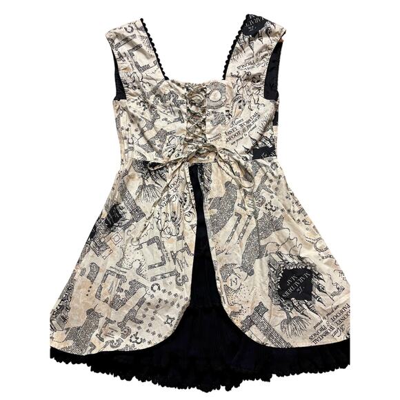 Harry Potter Marauder's Map Gothic Milk Maid Pinup Lolita Corset Tutu Dress XL - Picture 4 of 15